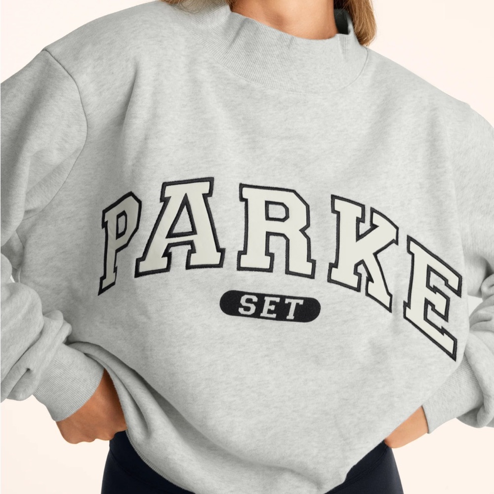 Parke Light Gray Cowlneck Sweatshirt with Black Logo
